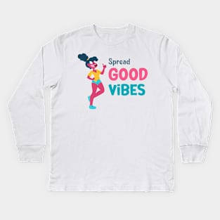 Thumbs Up, Spread Good Vibes! Kids Long Sleeve T-Shirt